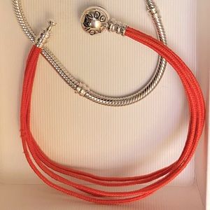 Pandora Cord String Bracelet Orange